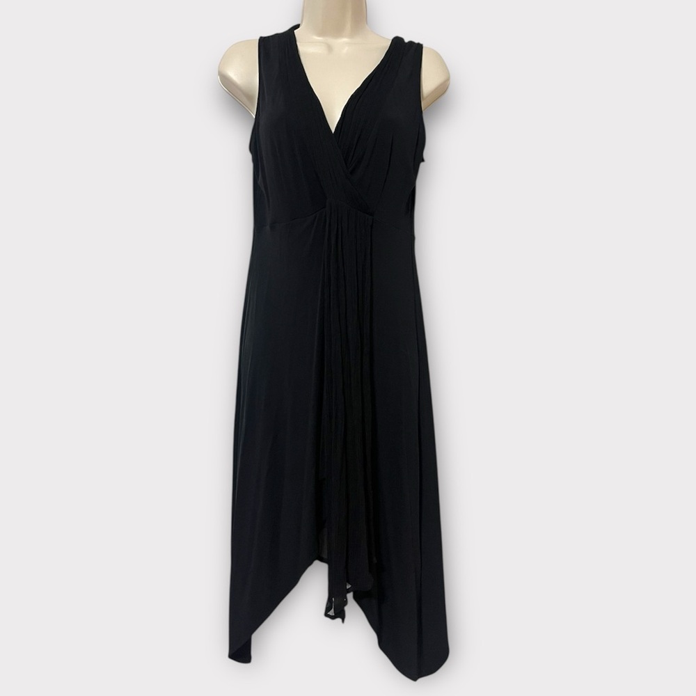 Vintage Eileen Fisher 100% Silk asymmetrical hem dress black Small - Picture 5 of 8